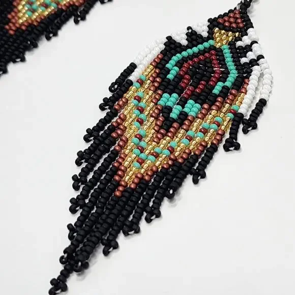 Drumming To The Beat Boho Beaded Earrings - Picture 3 of 7